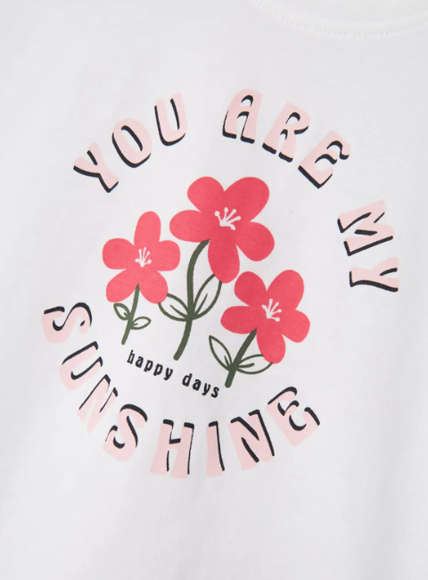 conjunto niña Name It camiseta manga corta y short color blanco y rosa y estampado de flores algodon Koskids