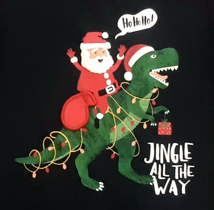 Camiseta niño de manga larga navideña en color oscuro con un papa noel en un dino y detalle 3D Name It