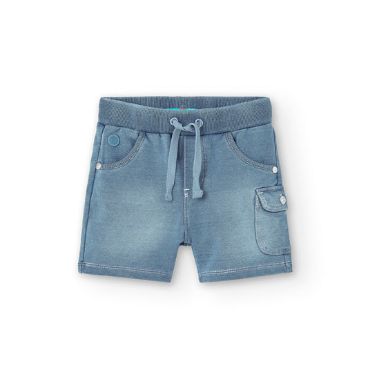 Bermudas tipo jeans de bebé, cinturilla ajustable con goma y cordones y bolsillos laterales Boboli