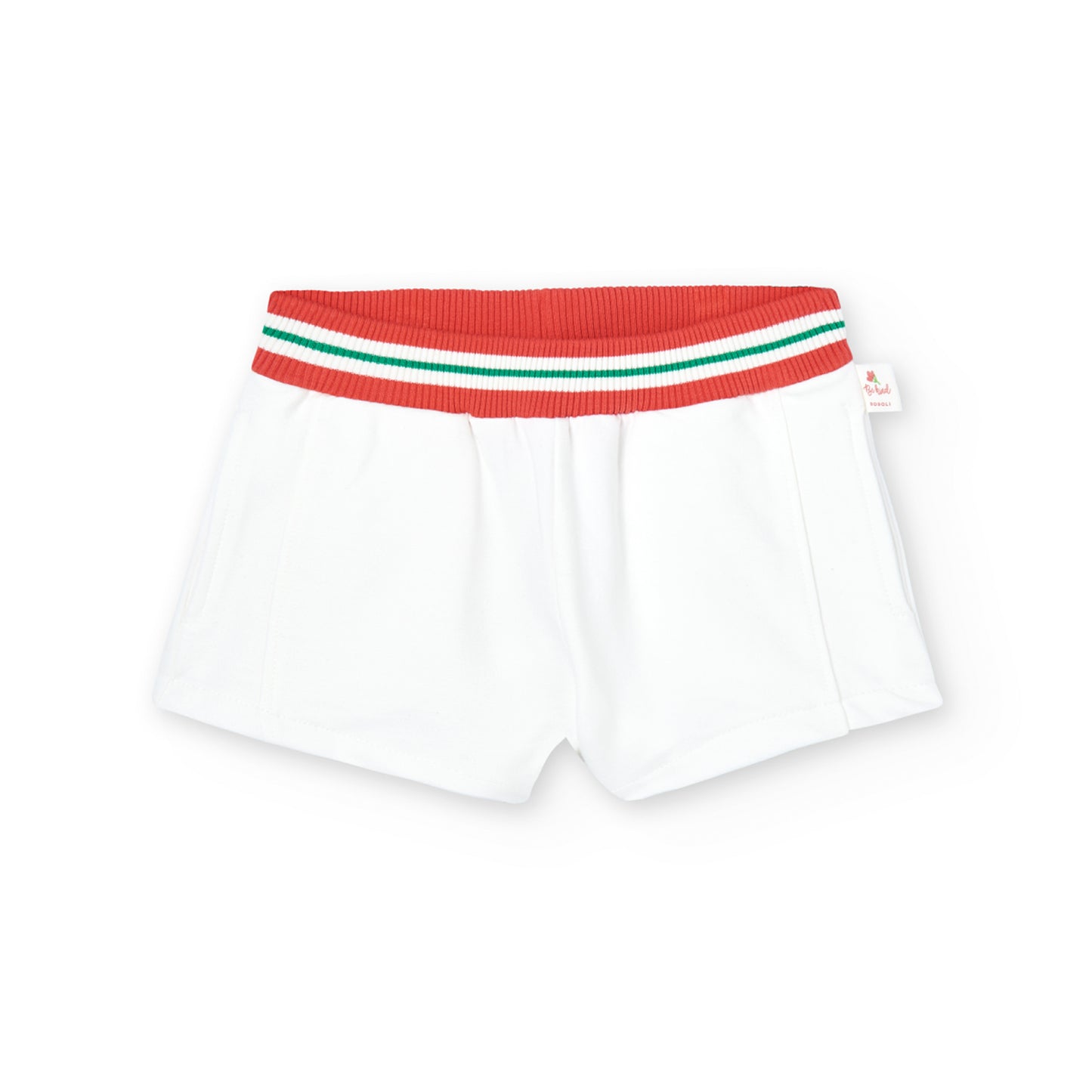 Short niña blanco con goma de color rojo y verde en la cinturilla Boboli Koskids