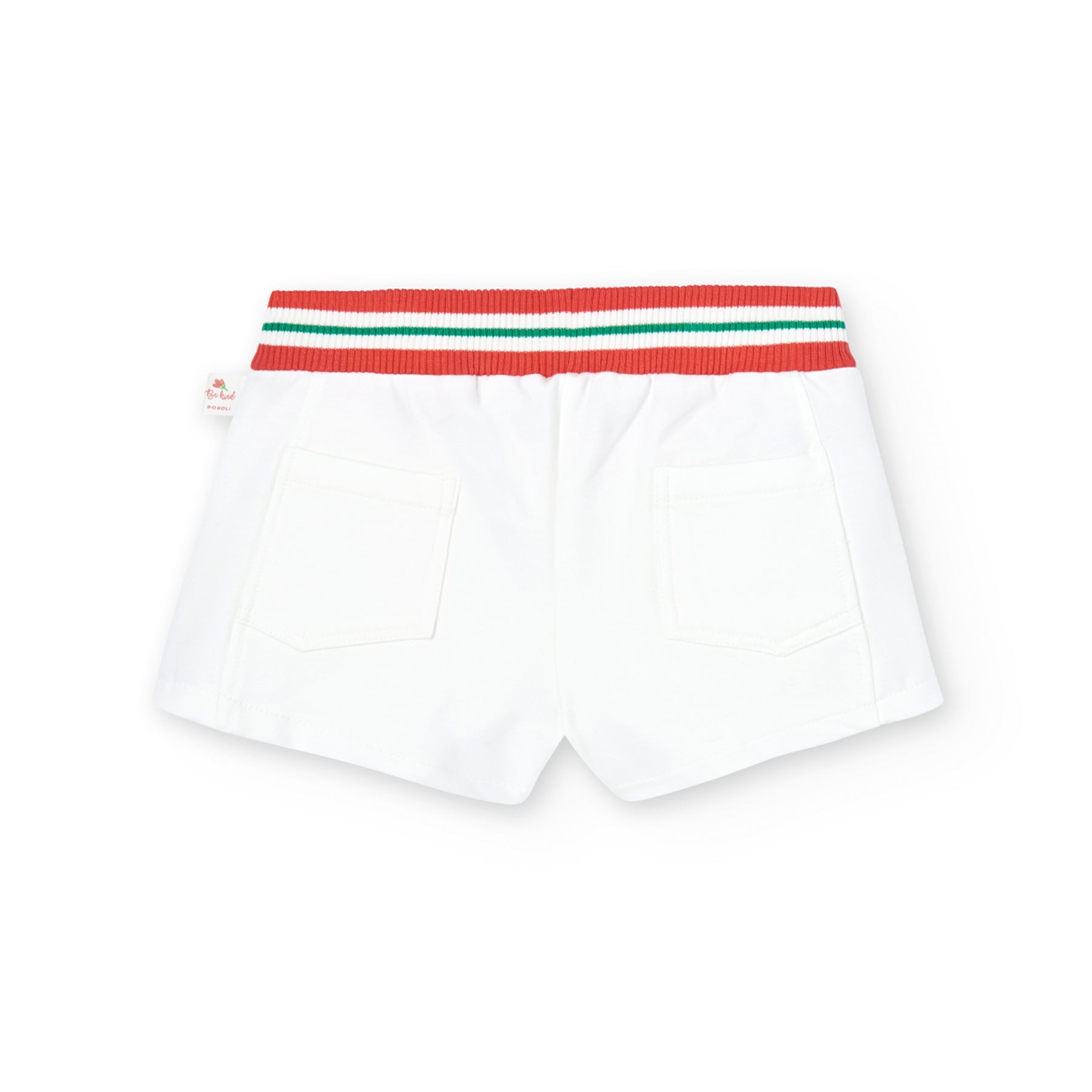 Short niña blanco con goma de color rojo y verde en la cinturilla Boboli Koskids