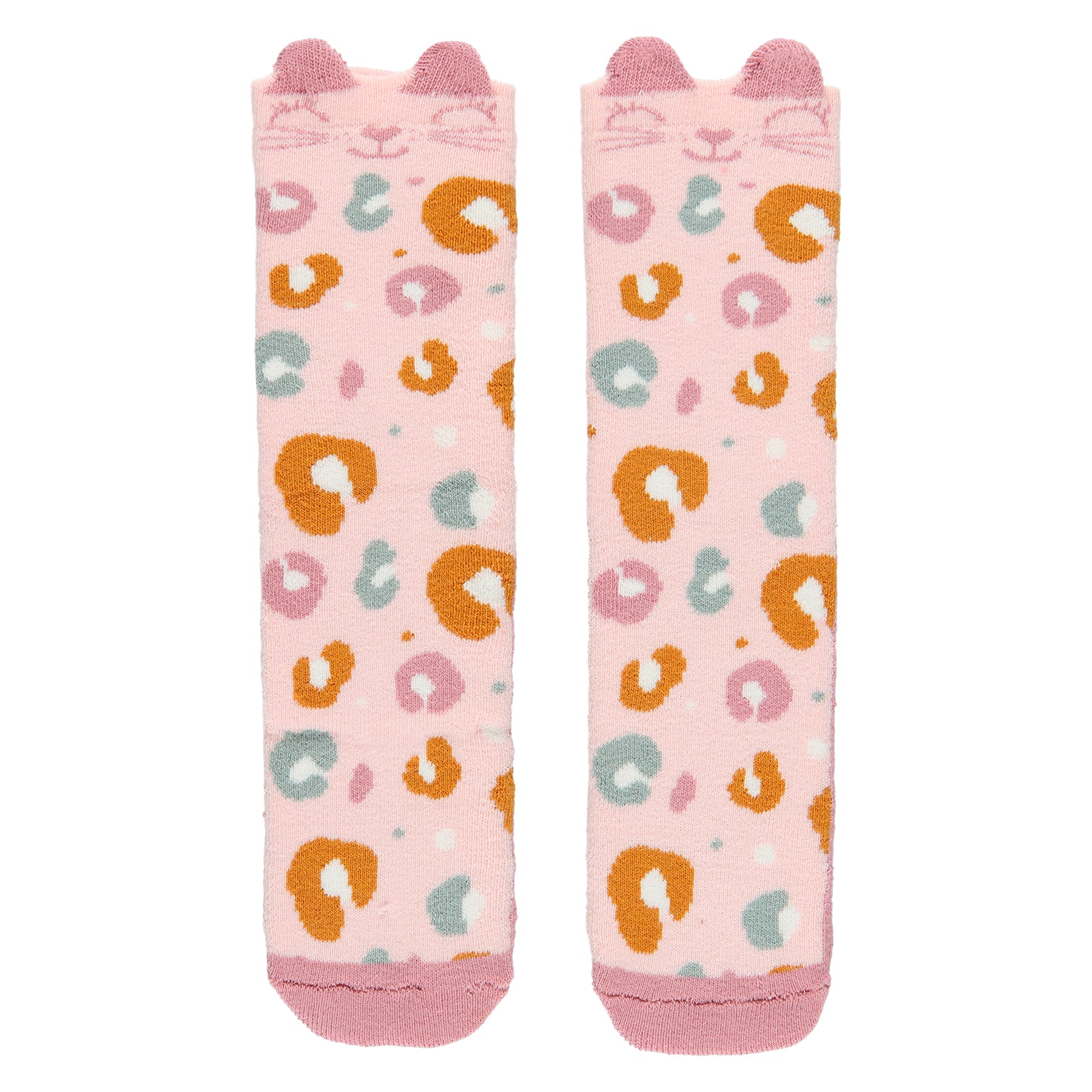 Calcetines de niña respetuosos y antideslizantes color rosa estampado de gatito Boboli