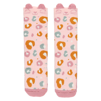 Calcetines de niña respetuosos y antideslizantes color rosa estampado de gatito Boboli