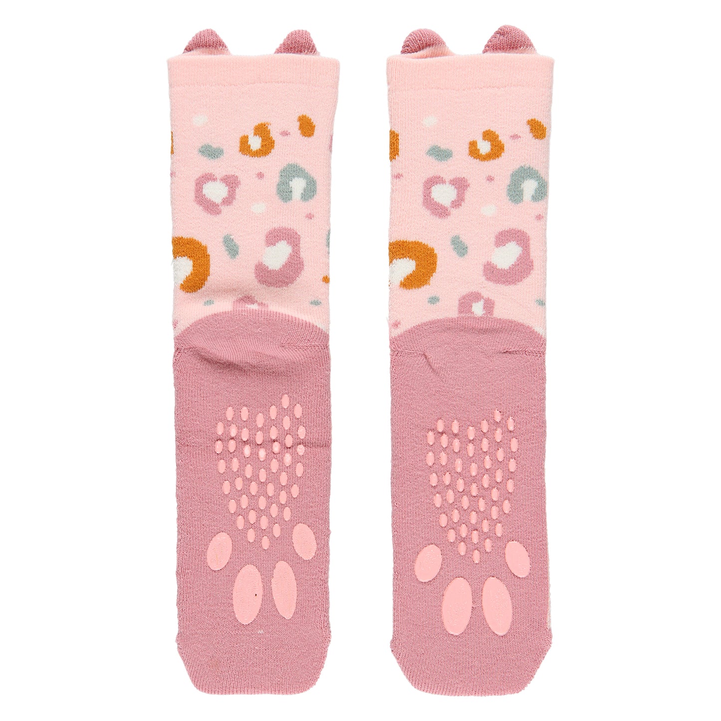 Calcetines de niña respetuosos y antideslizantes color rosa estampado de gatito Boboli