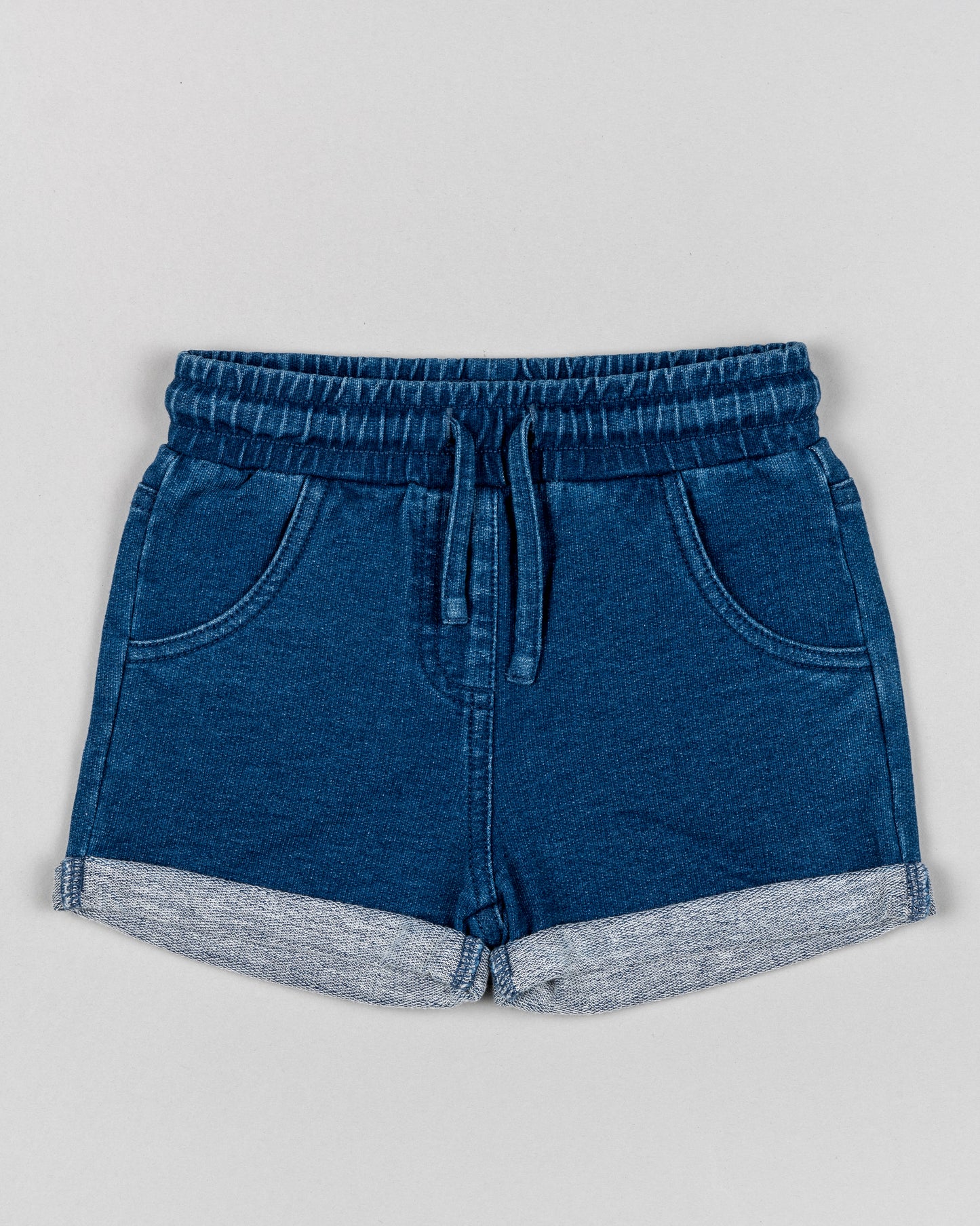 Short bebé niña denim oscuro con goma y cordones Losan Koskids