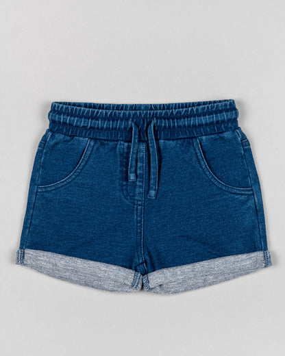 Short bebé niña denim oscuro con goma y cordones Losan Koskids