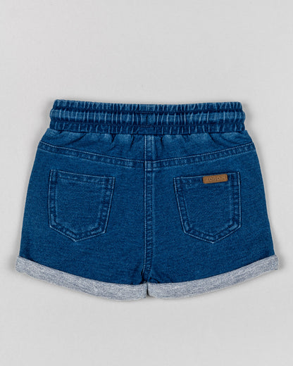 Short bebé niña denim oscuro con goma y cordones Losan Koskids