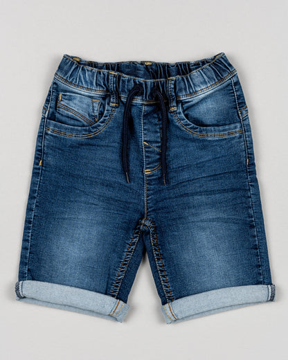 bermudas denim niño Losan con goma y botones interiores bolsillos delante y detras y dobladillo en el bajo Koskids