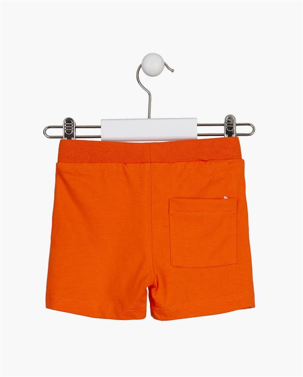 Bermudas tipo chandal de bebé color naranja con un tigre estampado y bolsillos laterales Losan