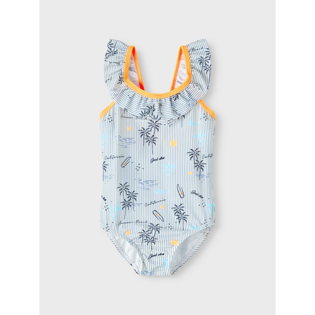 bañador niña con tirantes cruzados y volante NameIt