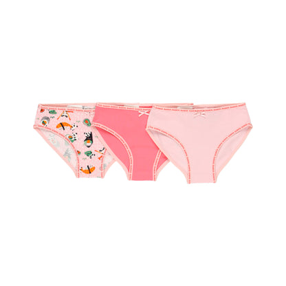 Pack de 3 braguitas con goma estampado de ositos panda y colores rosas algodón Boboli