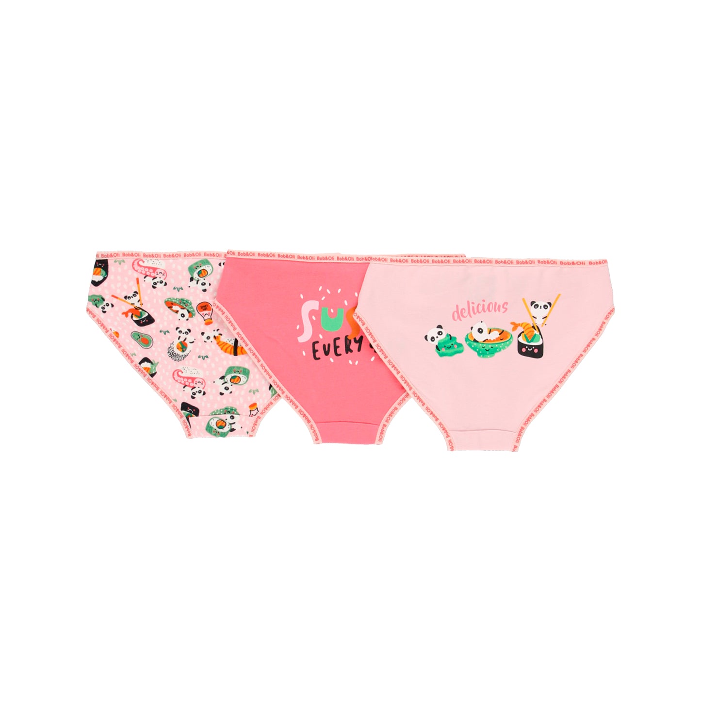 Pack de 3 braguitas con goma estampado de ositos panda y colores rosas algodón Boboli